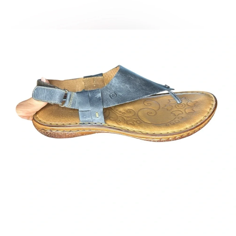 Born Women's Size 10 Blue Brown Leather Strappy Slingback Comfort Sandals used - Picture 7 of 9